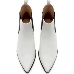 White Leather Ankle Boots Zara